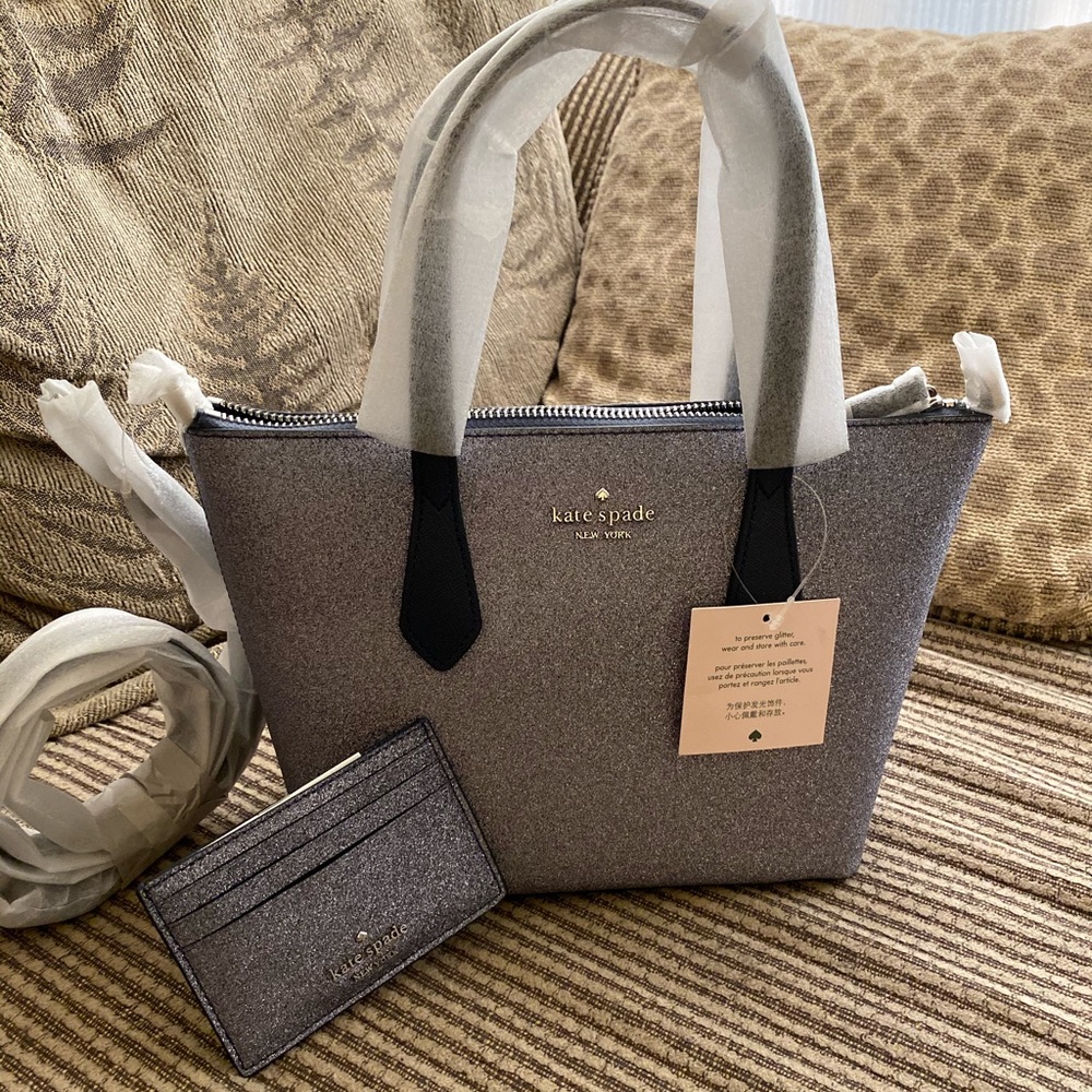 Kate spade joeley small glitter satchel set